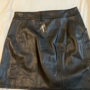 Express Black Faux Leather Mine with Front Zipper